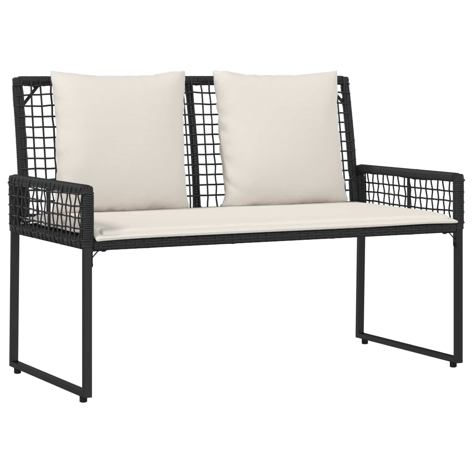 Conjunto de móveis para exterior 4 unid. preto e branco creme