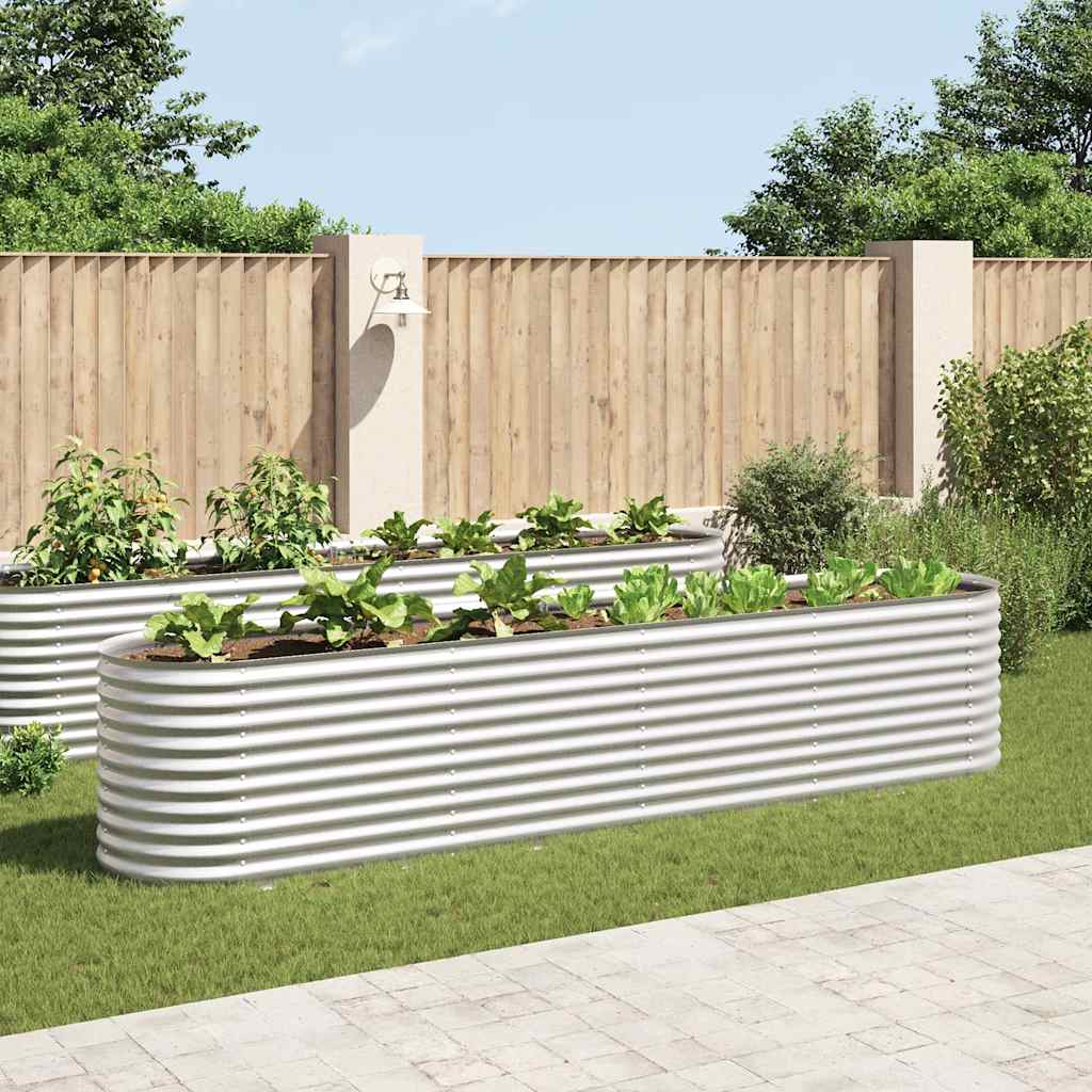 Canteiro elevado de jardim aço galvanizado 400x80x81cm prateado