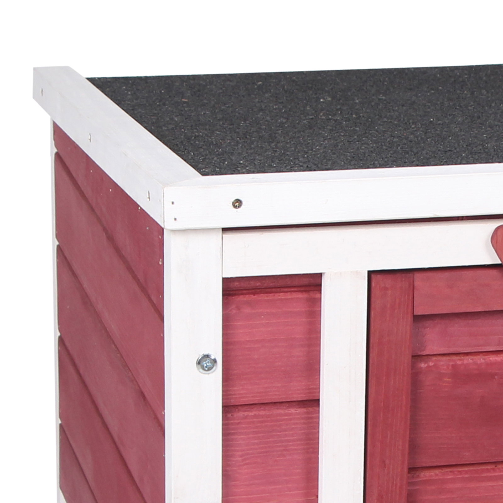 Coelheira de madeira exterior coelheira para roedores animais de estimação pequenos com teto asfáltico e rampa antiderrapante 42x51x43cm vermelho