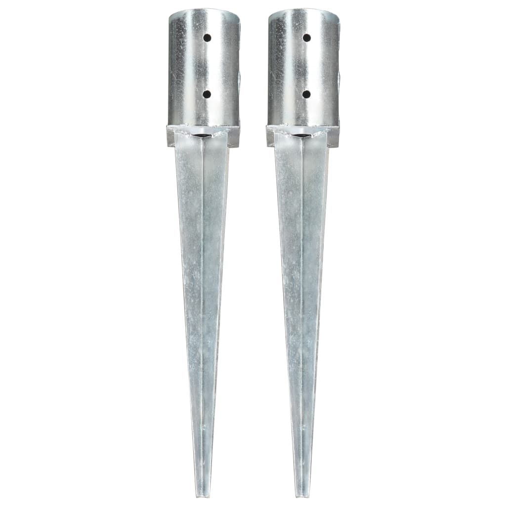 Estacas de enterrar 2 pcs 8x61 cm aço galvanizado prateado
