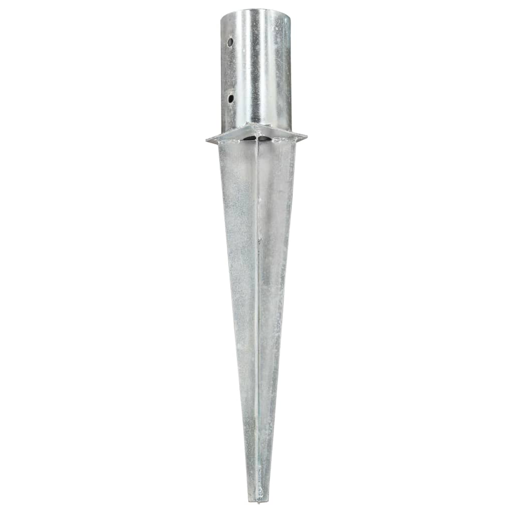 Estacas de enterrar 2 pcs 8x61 cm aço galvanizado prateado