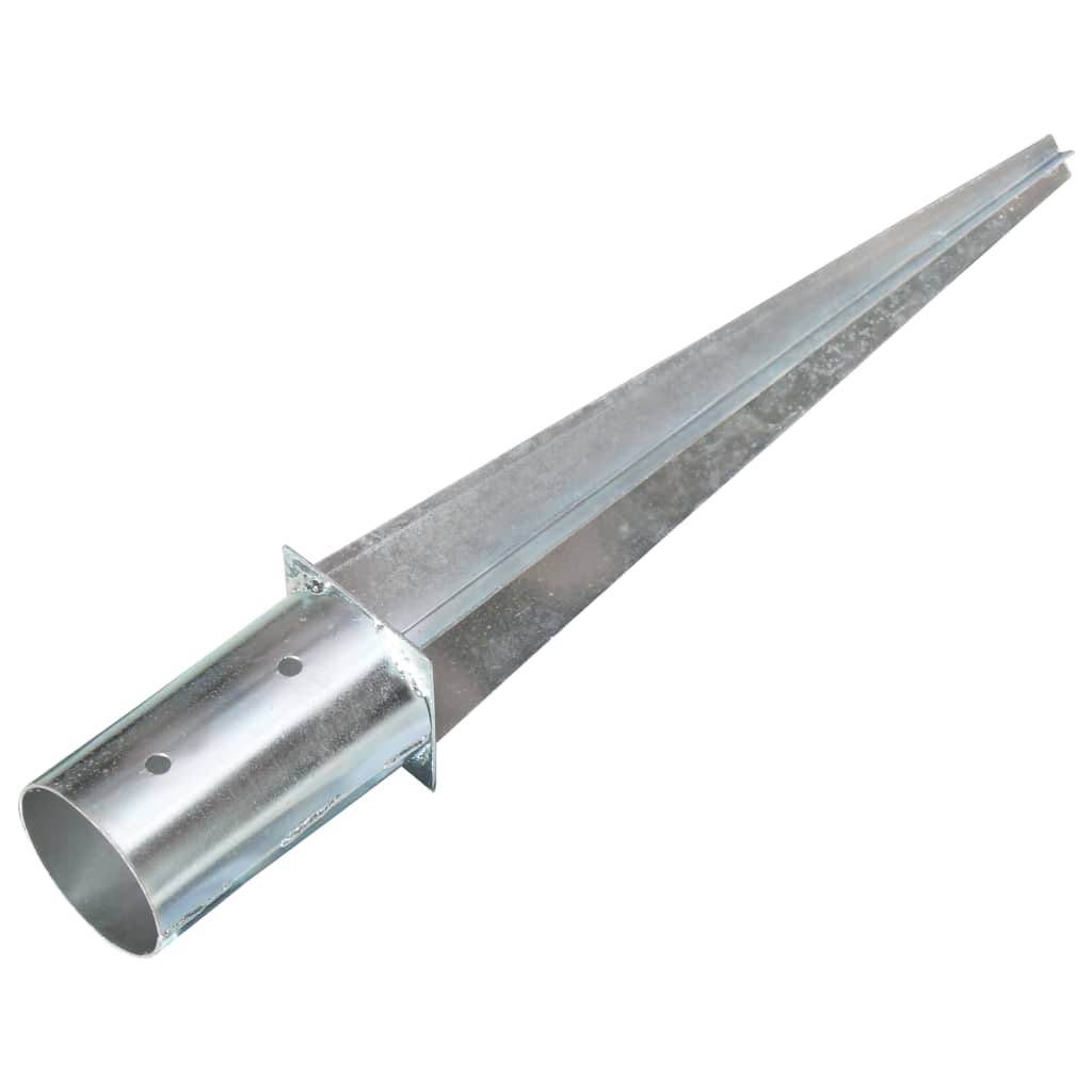 Estacas de enterrar 2 pcs 8x61 cm aço galvanizado prateado