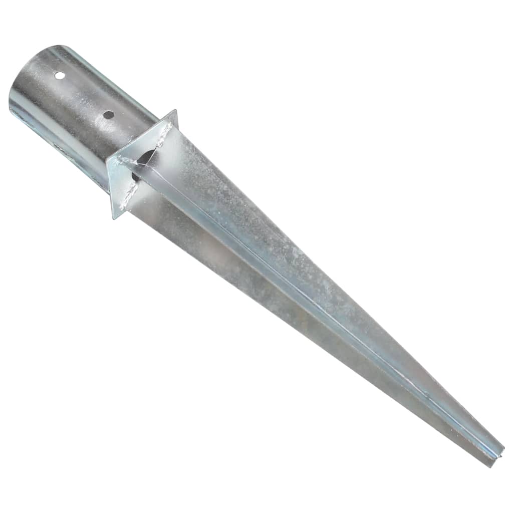 Estacas de enterrar 2 pcs 8x61 cm aço galvanizado prateado