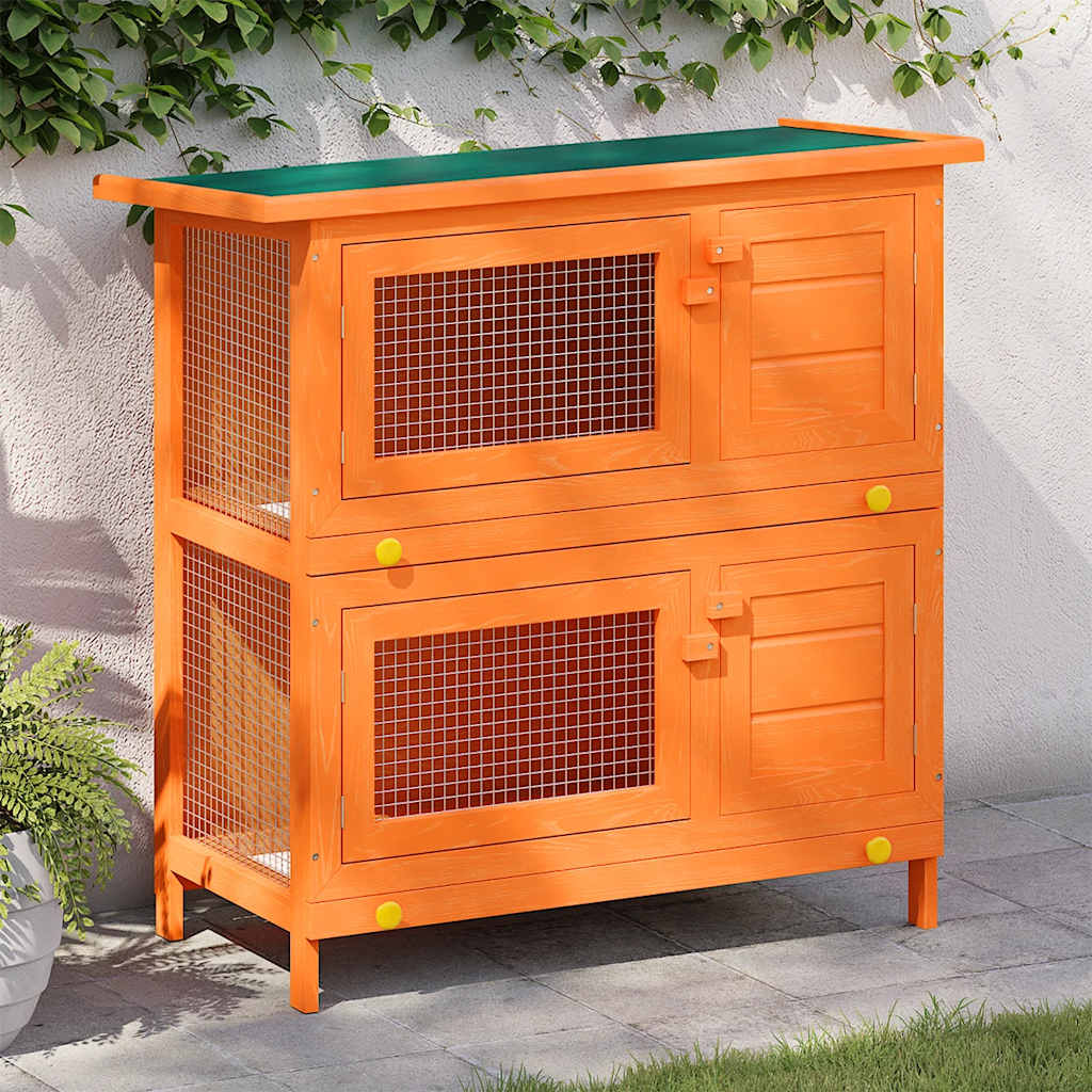 Gaiola de madeira para coelhos e pequenos animais de estimação, com 4 portas, para uso externo,
