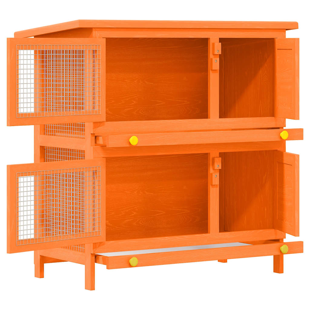 Gaiola de madeira para coelhos e pequenos animais de estimação, com 4 portas, para uso externo,