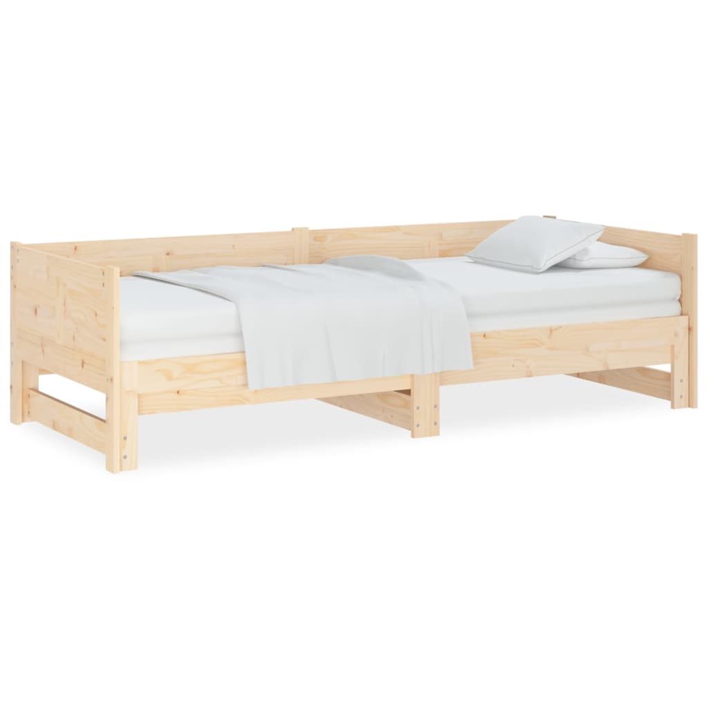 Sofá-cama de puxar pinho maciço 2x(90x190) cm