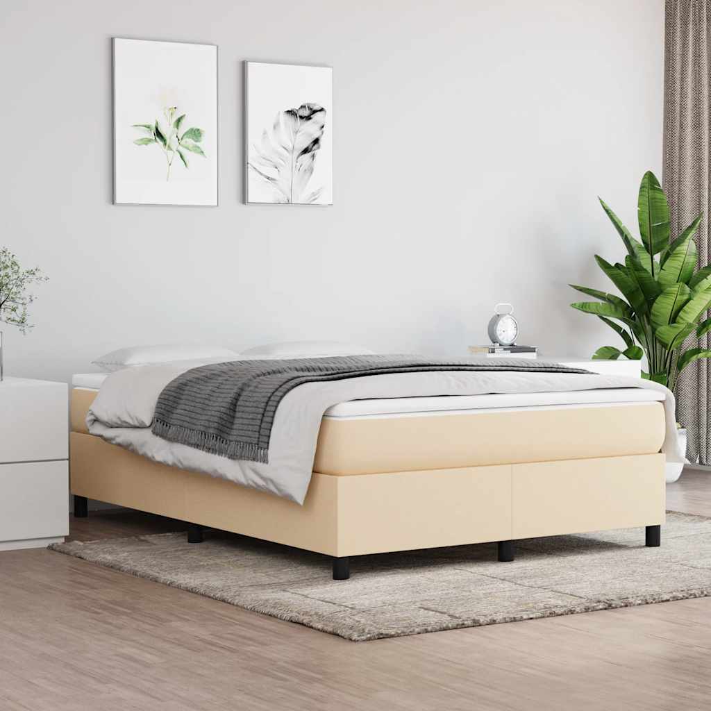 Estrutura de cama com molas 140x200 cm tecido cor creme