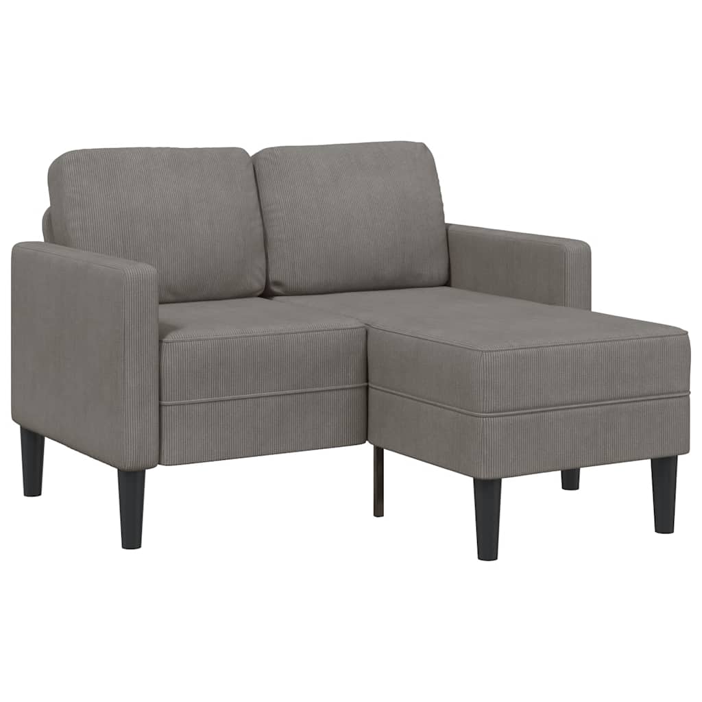 Sofá 2 lugares com chaise em l 125 cm linho cinzento-claro