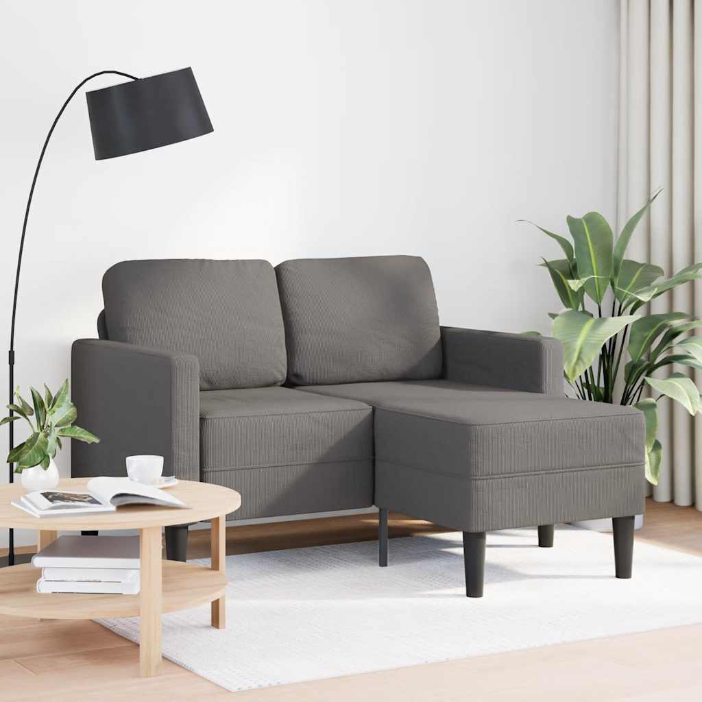 Sofá 2 lugares com chaise em l 125 cm linho cinzento-claro