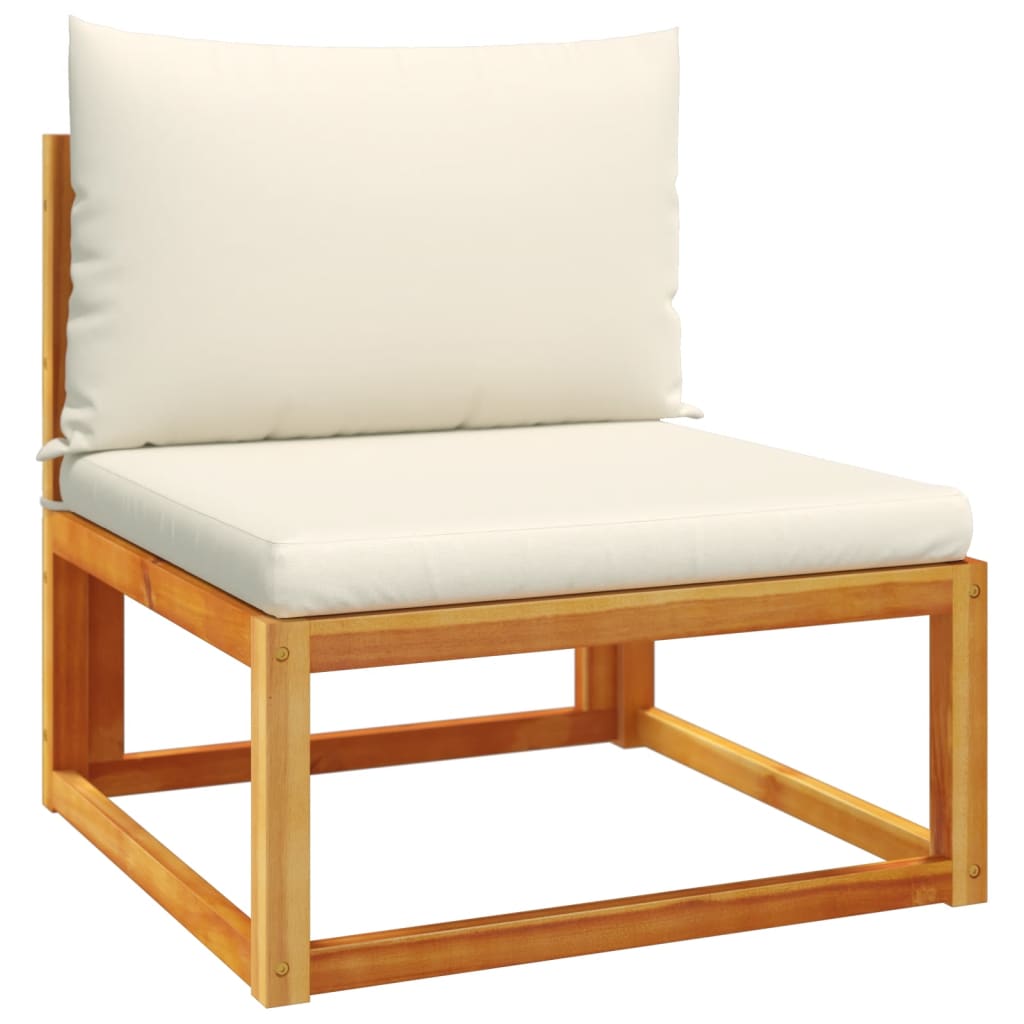 Conjunto de sofás de jardim de 4 peças com almofadas de madeira de acácia e vime