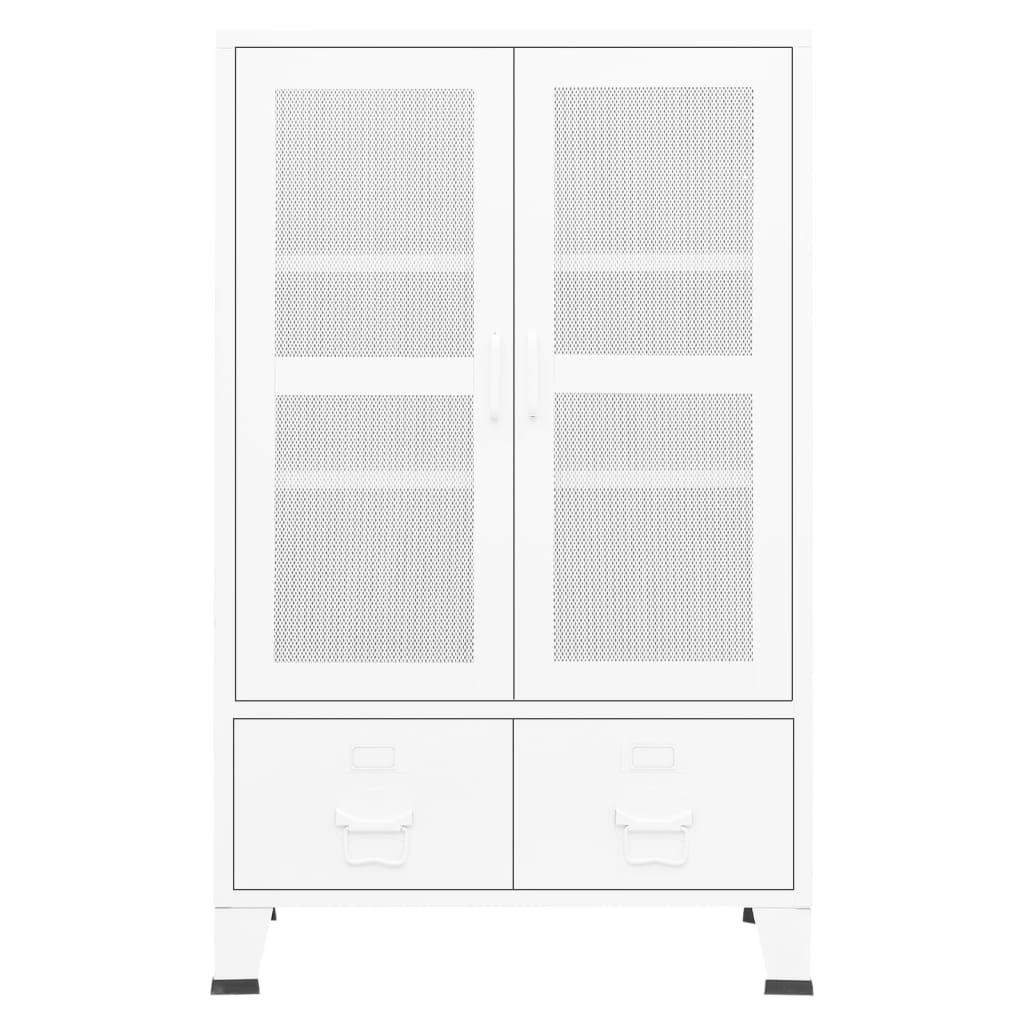 Aparador de arrumação industrial 70x40x115 cm metal branco