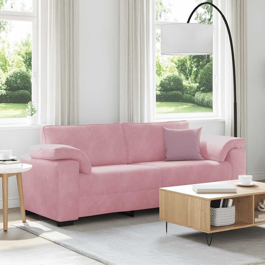 Sofá de 3 lugares 220x77x82 cm veludo rosa