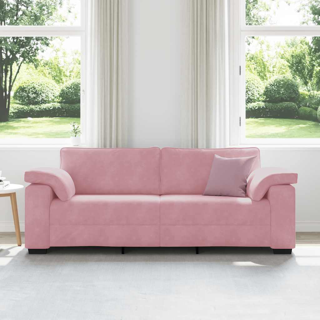 Sofá de 3 lugares 220x77x82 cm veludo rosa