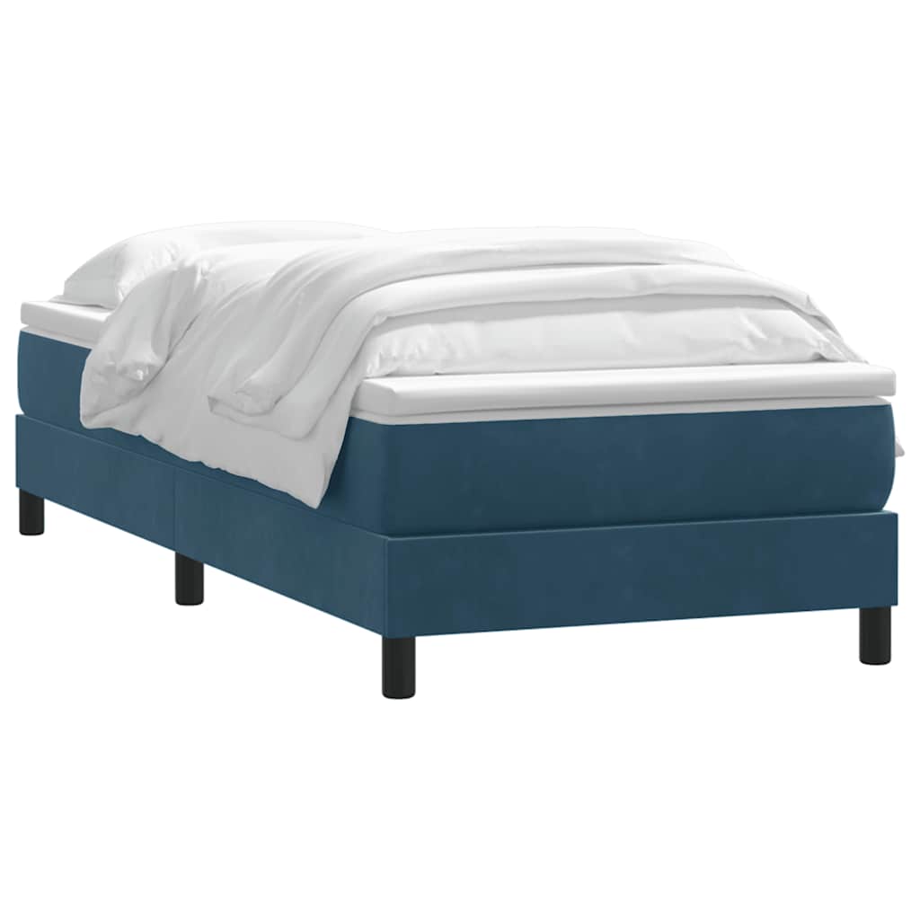 Cama com molas/colchão 80x220 cm veludo azul-escuro