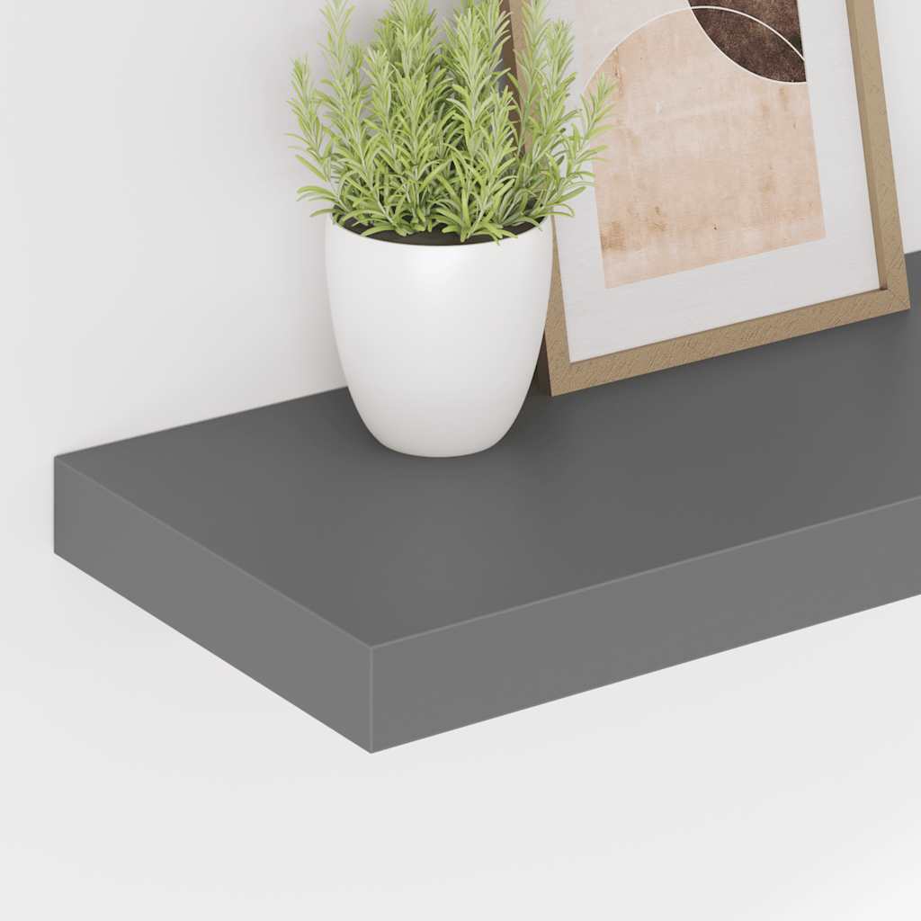 Prateleiras de parede suspensas 2 pcs 60x23,5x3,8cm MDF cinza