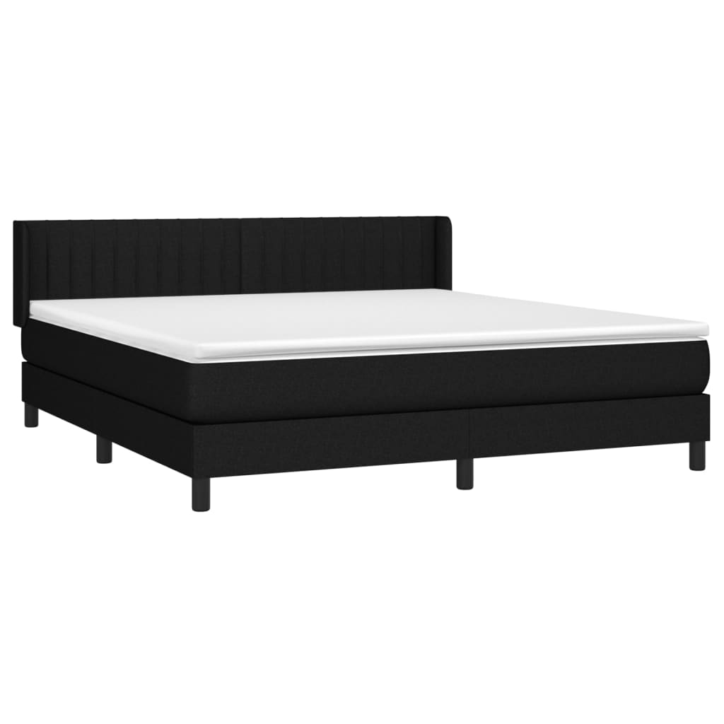 Cama com molas/colchão 180x200 cm tecido preto