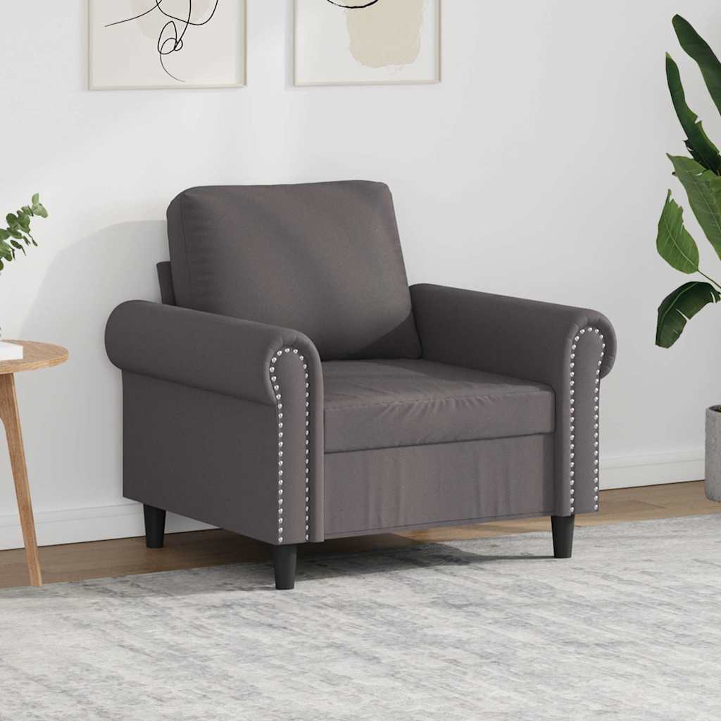 Poltrona 60 cm couro artificial cinzento