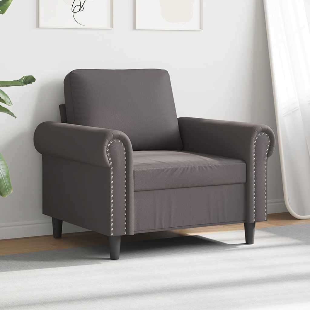 Poltrona 60 cm couro artificial cinzento