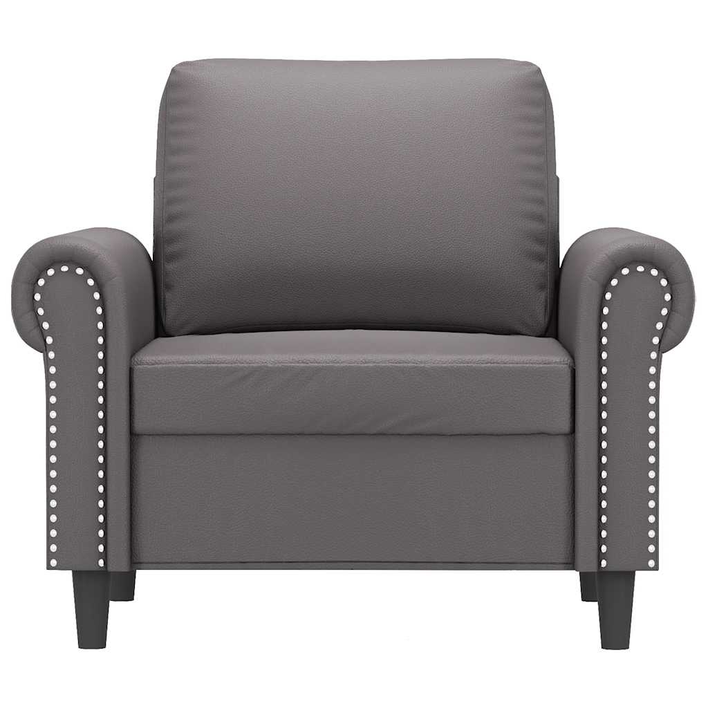 Poltrona 60 cm couro artificial cinzento
