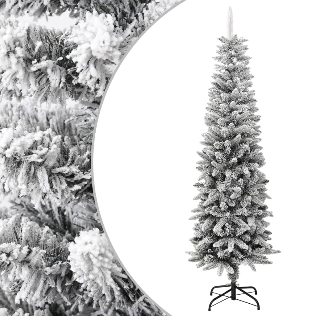 Árvore de natal artificial fina com neve PVC e PE 180 cm