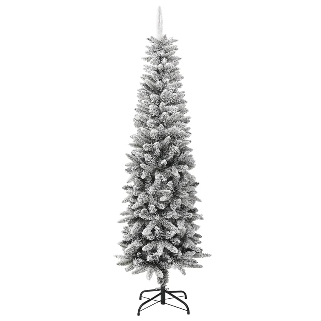 Árvore de natal artificial fina com neve PVC e PE 180 cm