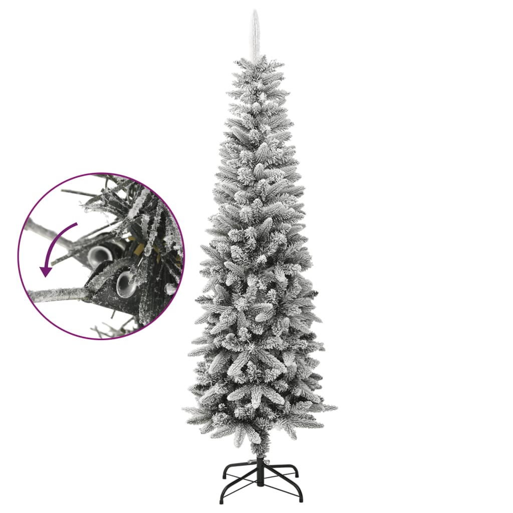 Árvore de natal artificial fina com neve PVC e PE 180 cm