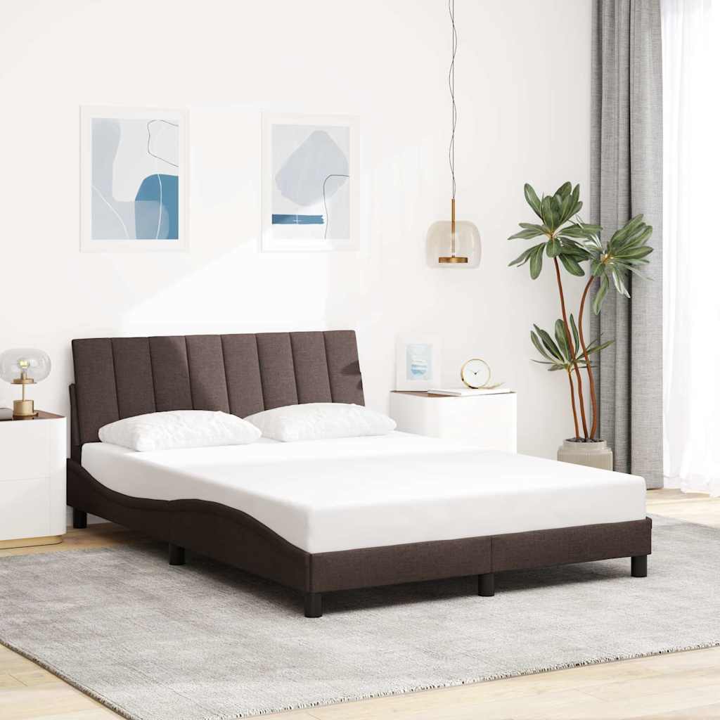 Estrutura de cama sem colchão hanko 120x200 cm tecido castanho-escuro