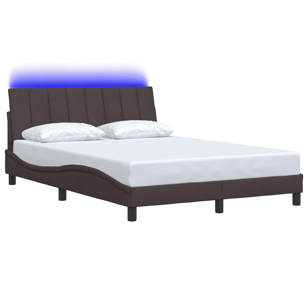 Estrutura de cama sem colchão hanko 120x200 cm tecido castanho-escuro