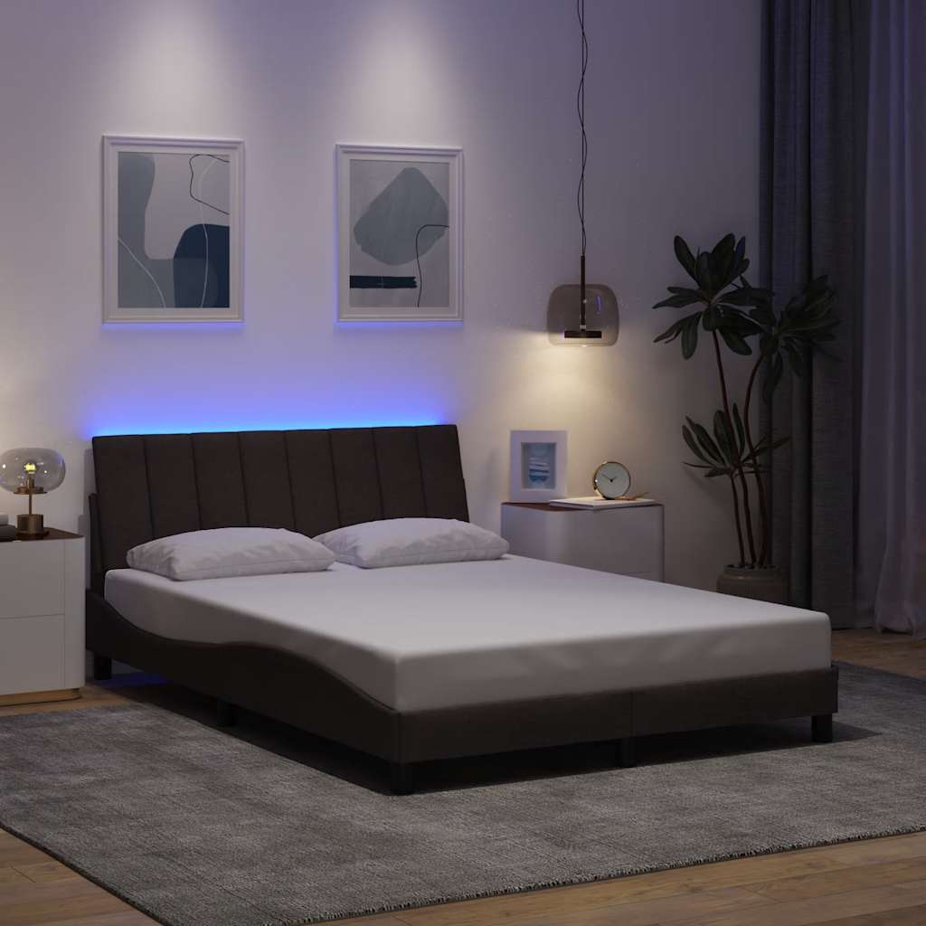 Estrutura de cama sem colchão hanko 120x200 cm tecido castanho-escuro