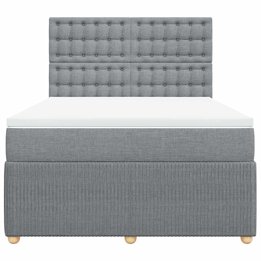 Cama com molas/colchão 140x200 cm tecido cinzento-claro