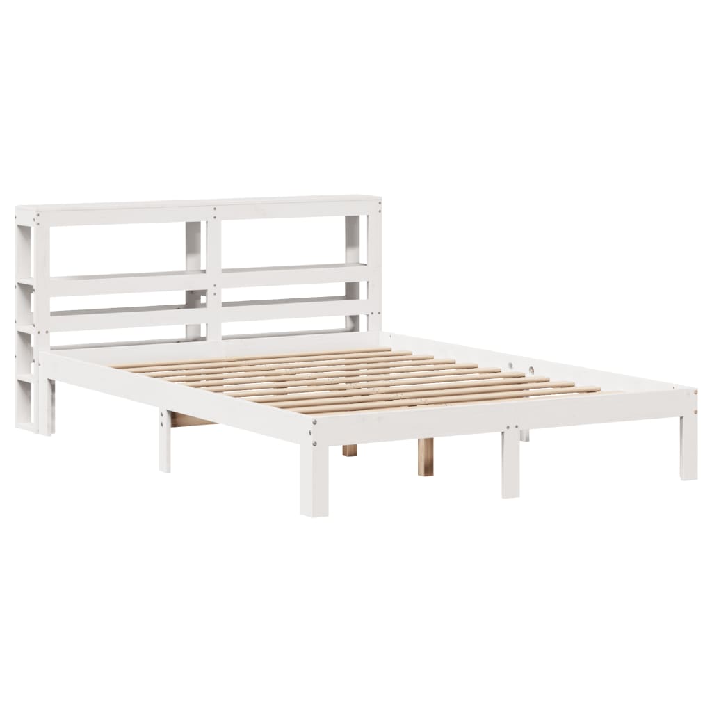 Estrutura de cama c/ cabeceira 150x200 cm pinho maciço branco