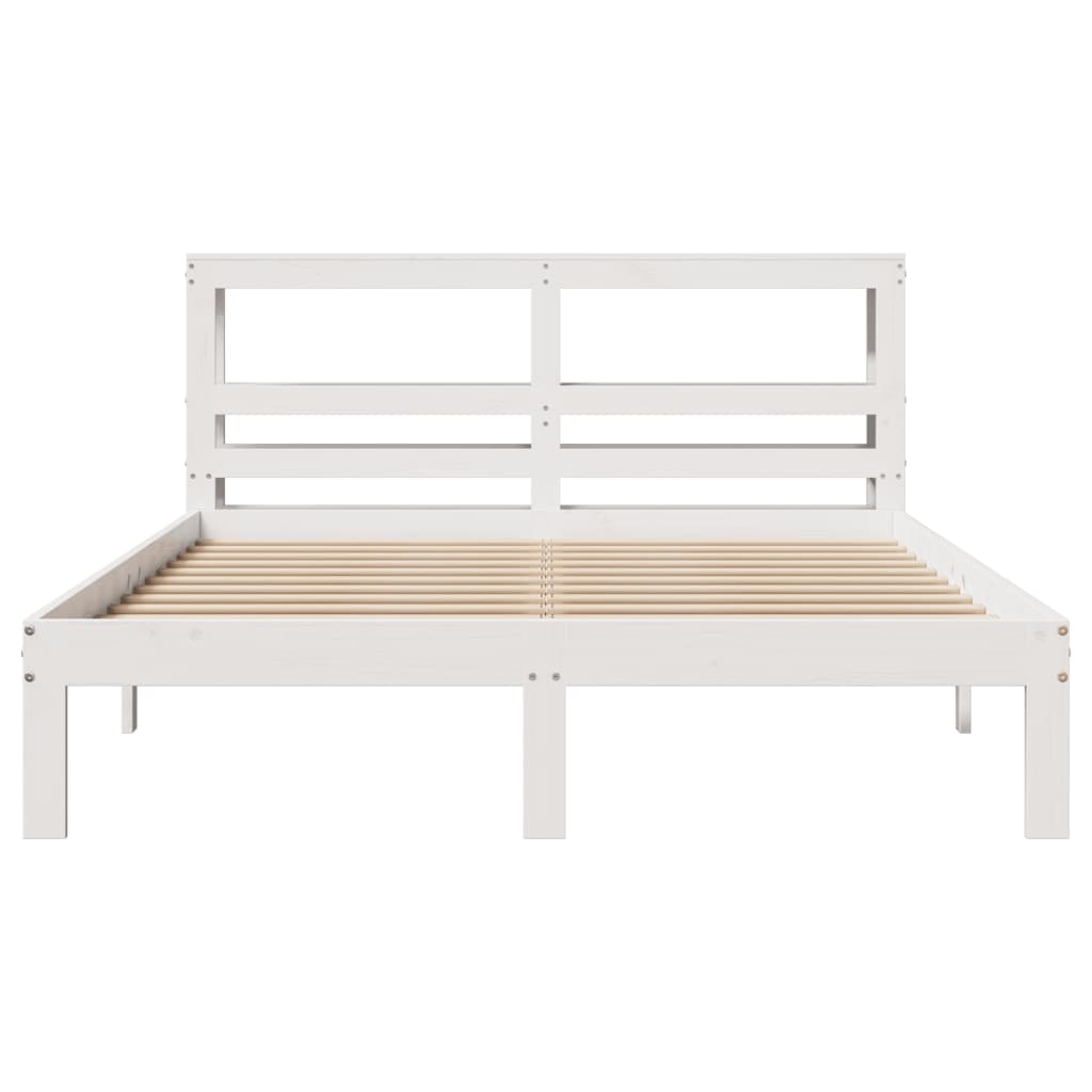 Estrutura de cama c/ cabeceira 150x200 cm pinho maciço branco