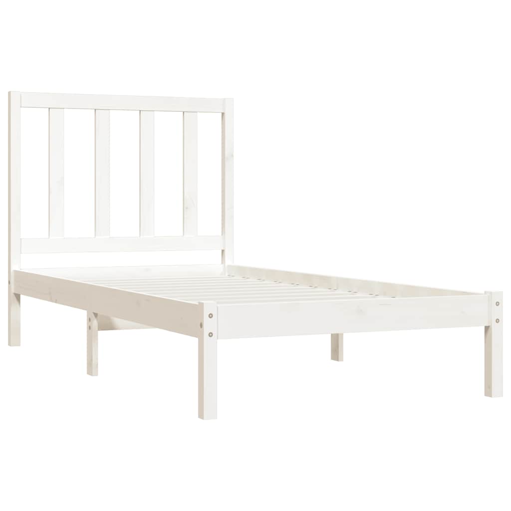 Estrutura de cama pequena solteiro 75x190cm pinho maciço branco