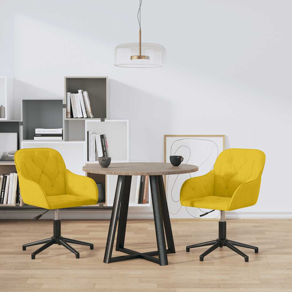 Cadeiras de jantar giratórias 2 pcs veludo amarelo