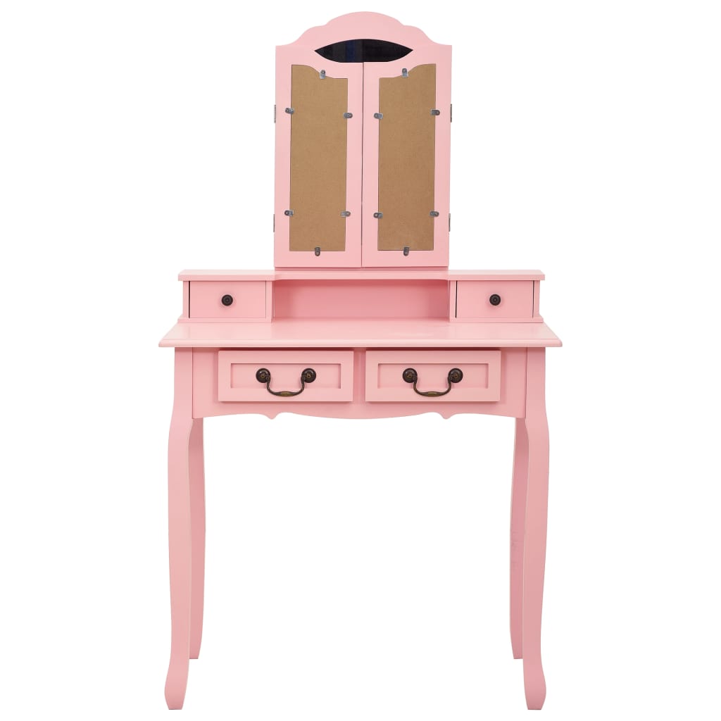 Conj. toucador com banco 80x69x141 cm madeira paulownia rosa