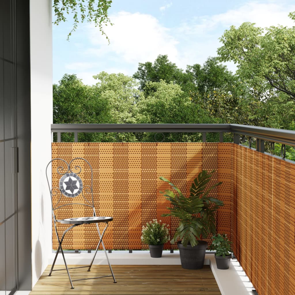 Tela de varanda 600x80 cm vime PE castanho-claro