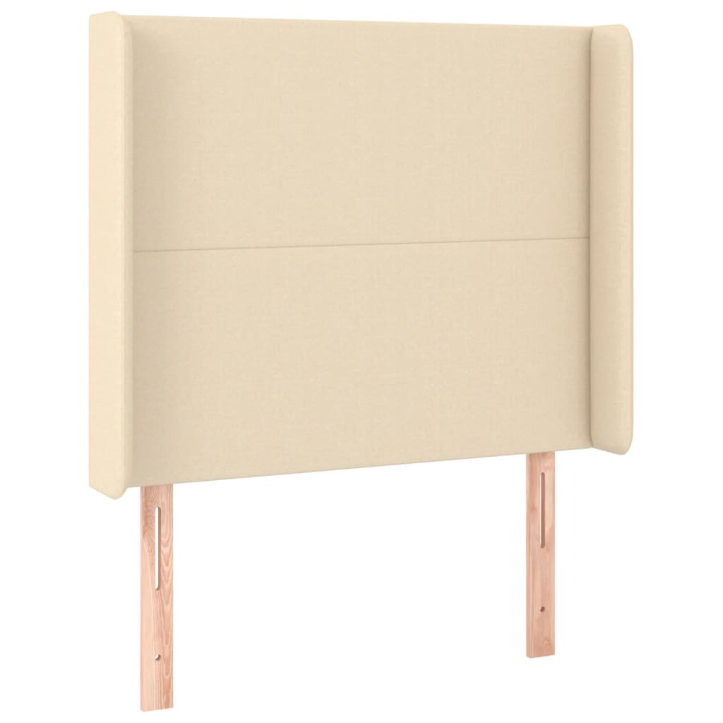 Cabeceira de cama c/ luzes LED tecido 93x16x118/128cm cor creme