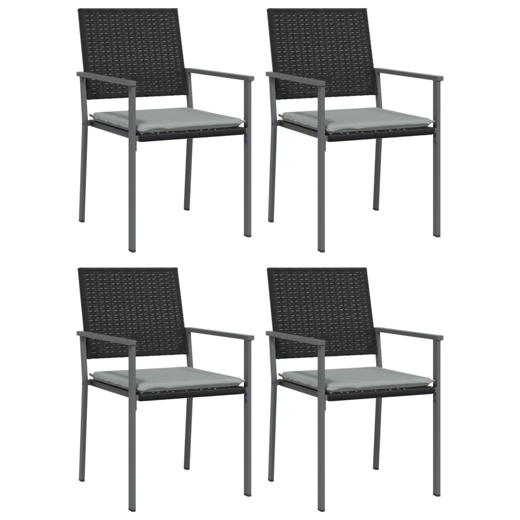 5 Pcs conjunto de jantar p/ jardim c/ almofadões vime PE e aço