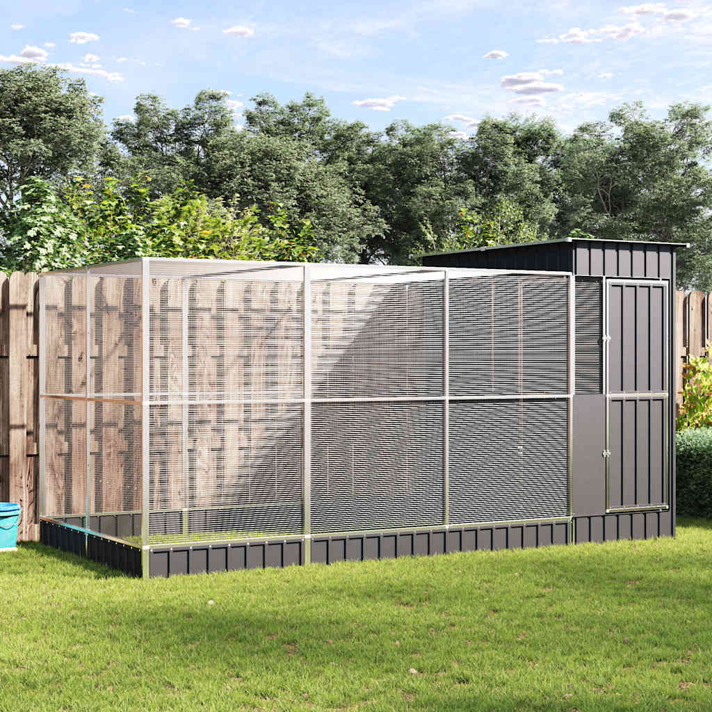 Aviário com extensão prata 416x203x216 cm aço