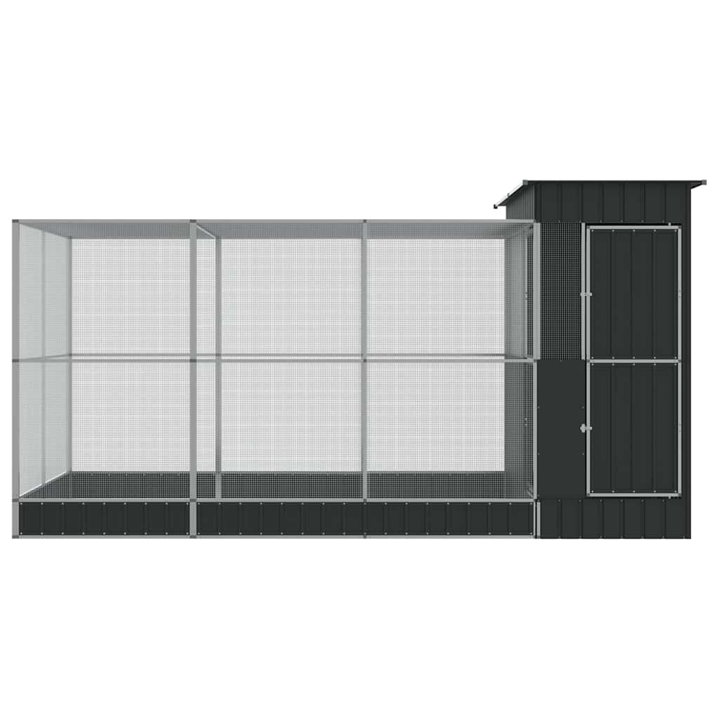 Aviário com extensão prata 416x203x216 cm aço