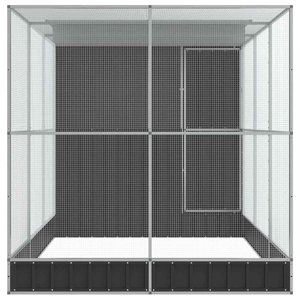 Aviário com extensão prata 416x203x216 cm aço