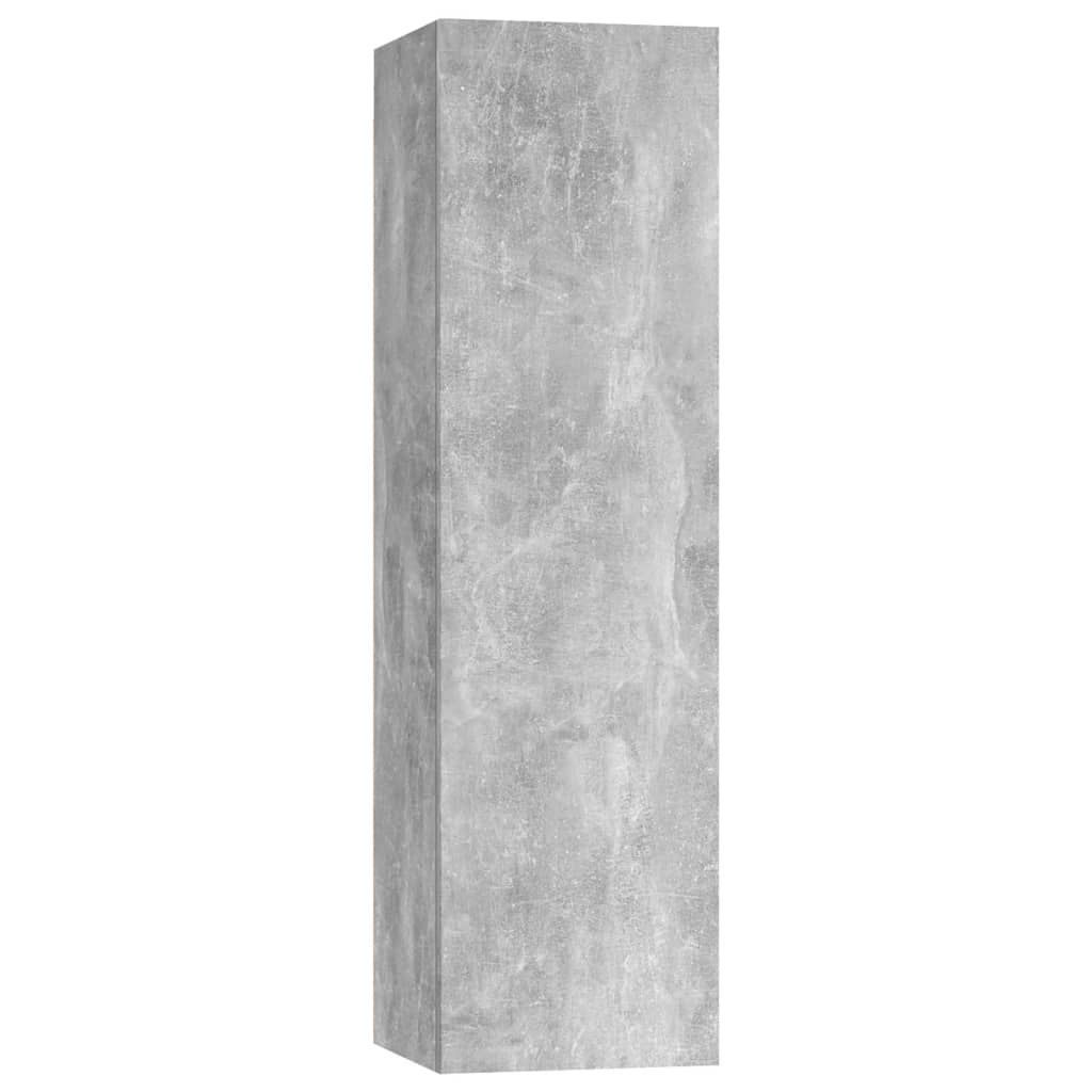 4 Pcs conjunto de móveis de TV derivados madeira cinza cimento