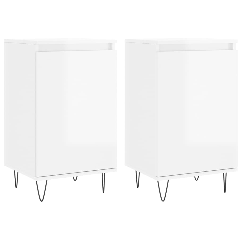 Aparadores 2 pcs 40x35x70 cm deriv. de madeira branco brilhante