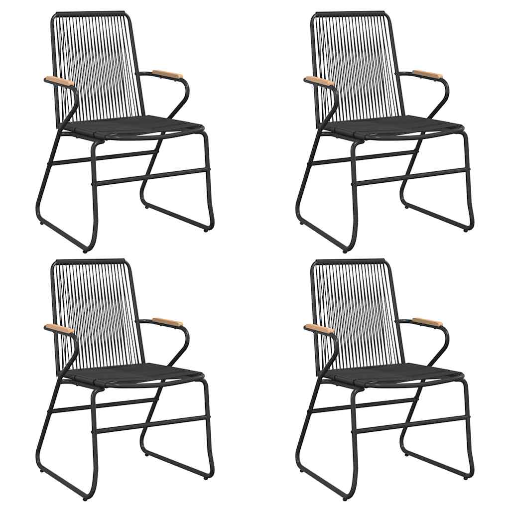 Conjunto de jantar para jardim 5 pcs vime PVC preto