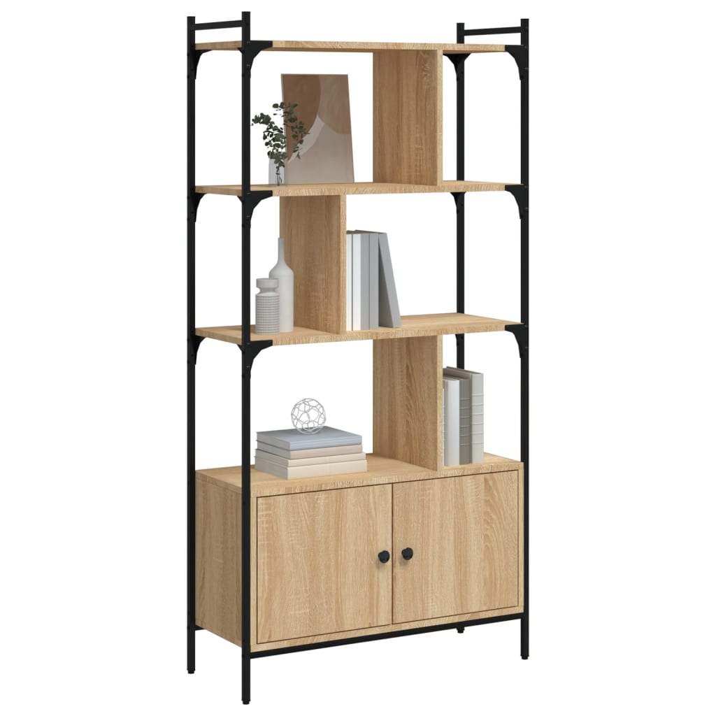 Estante com portas em carvalho sonoma 76,5x30x154,5 cm, madeira engenheirada
