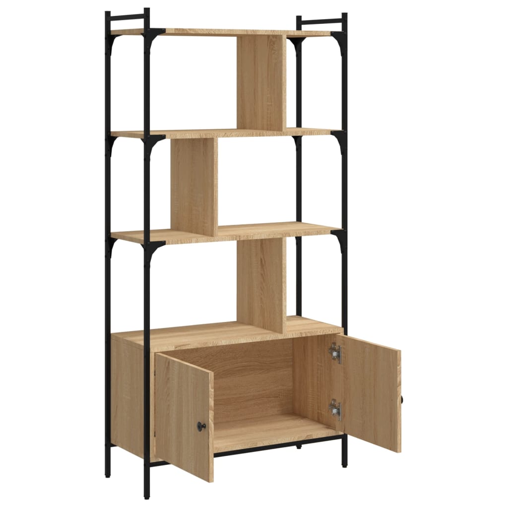 Estante com portas em carvalho sonoma 76,5x30x154,5 cm, madeira engenheirada