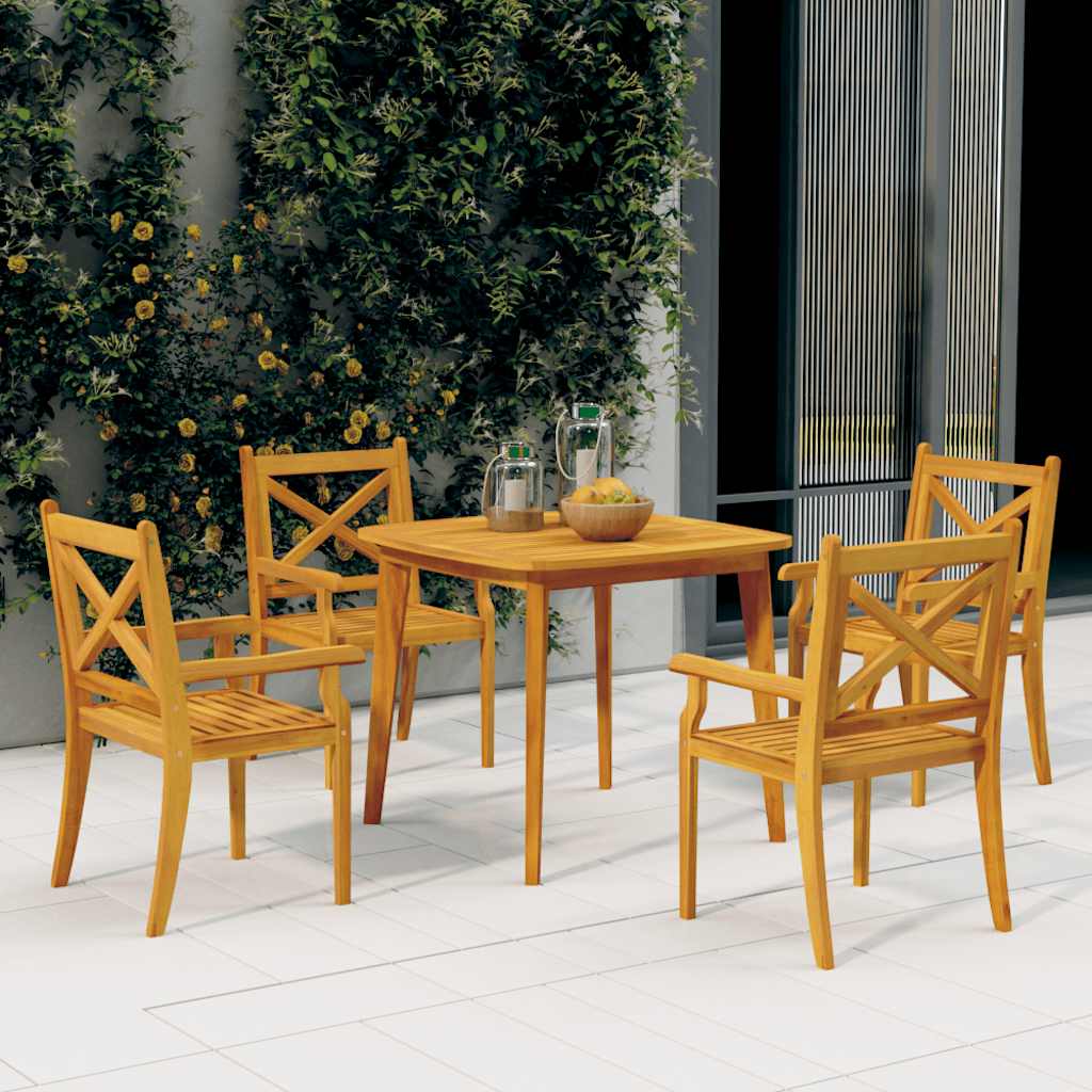 5 Pcs conjunto de jantar para jardim madeira de acácia maciça