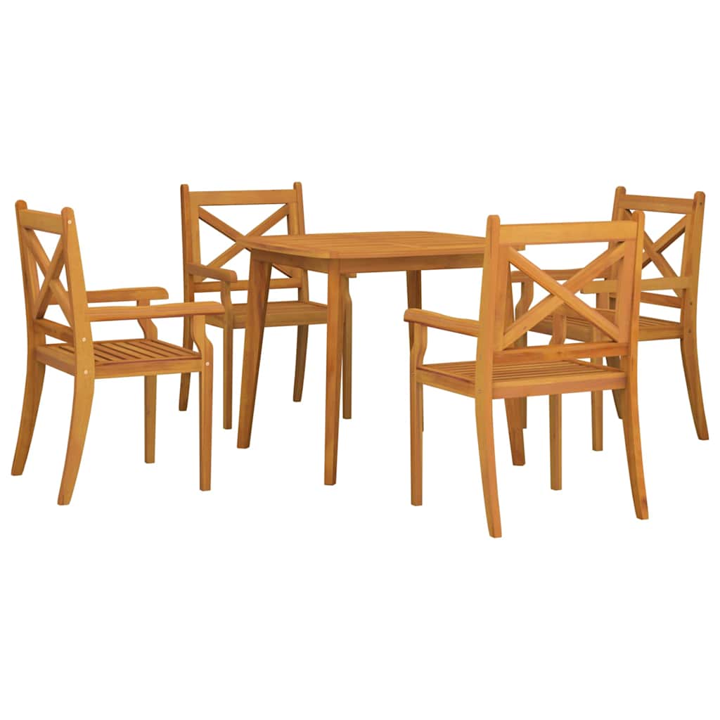 5 Pcs conjunto de jantar para jardim madeira de acácia maciça
