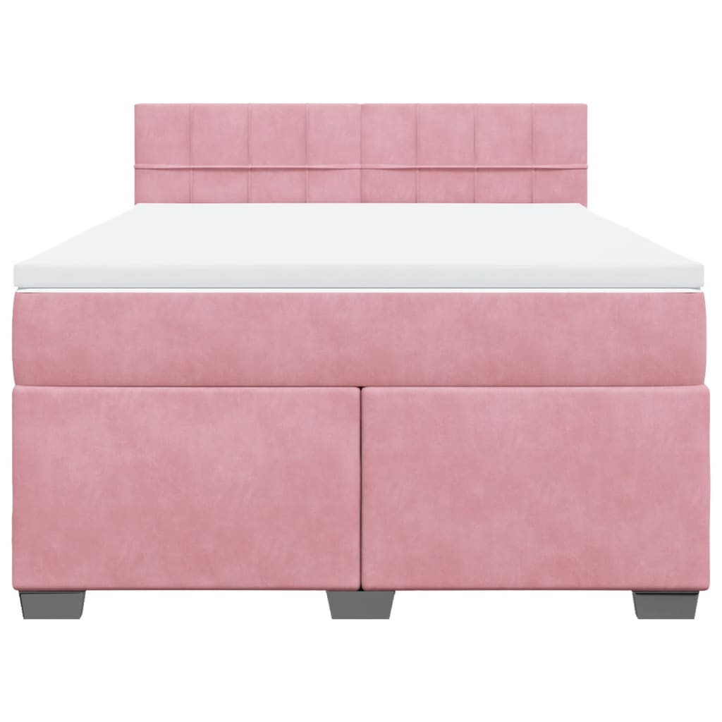 Cama com molas/colchão 140x200 cm veludo rosa-escuro