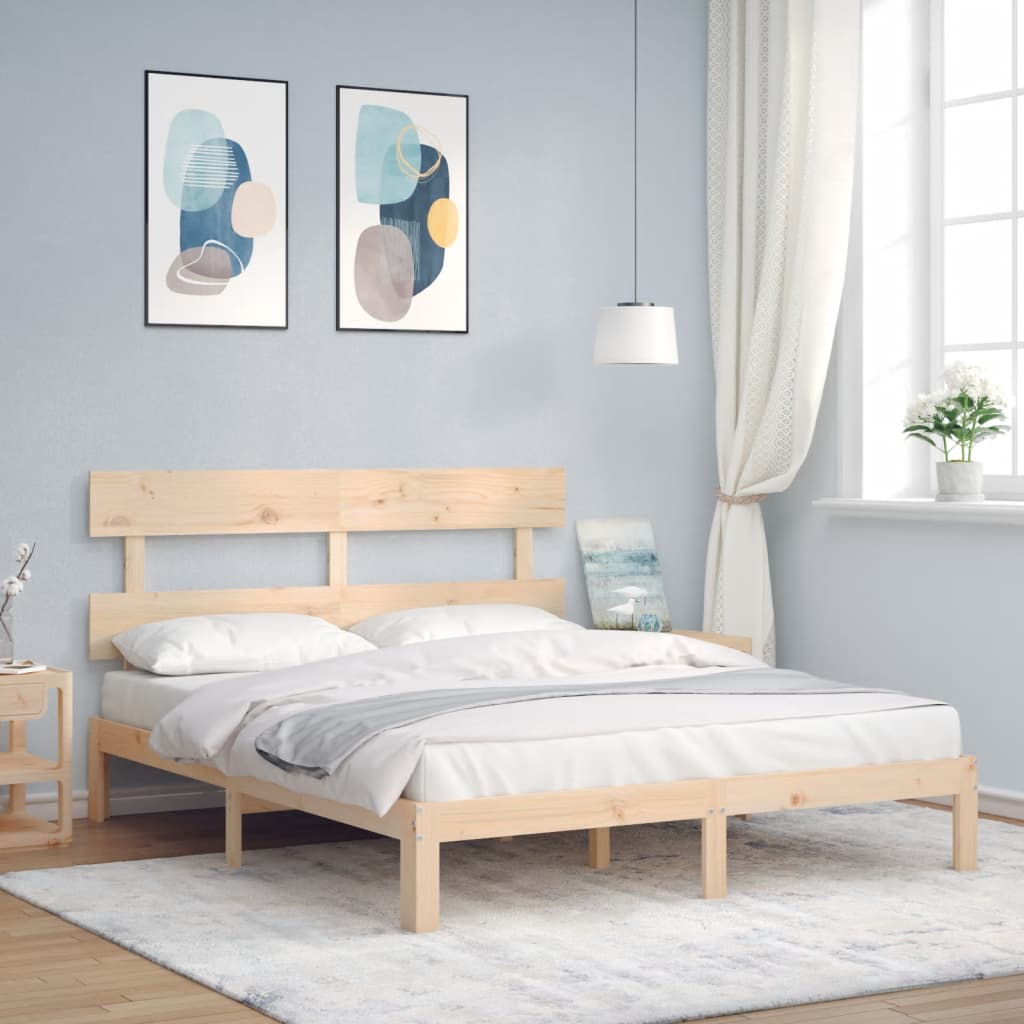 Estrutura de cama king size com cabeceira madeira maciça